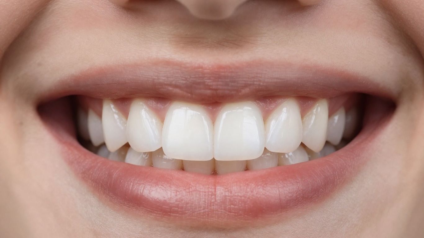 Dental veneers placed on front teeth, showing a smooth surface and natural tooth shape.