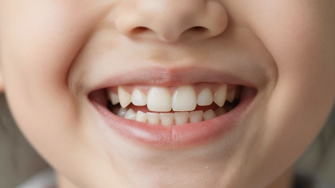 Child smiling during a dental visit showing the typical age for dental braces evaluation