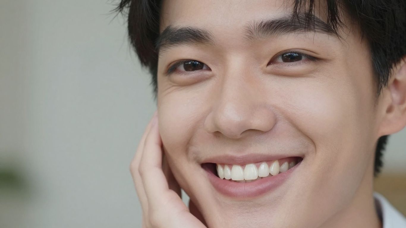 Person wearing a clear retainer after braces to maintain teeth alignment over time