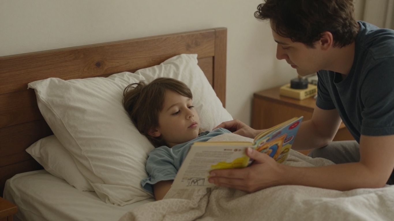 Parent reading a bedtime story to a child, a common time thumb sucking habits occur.