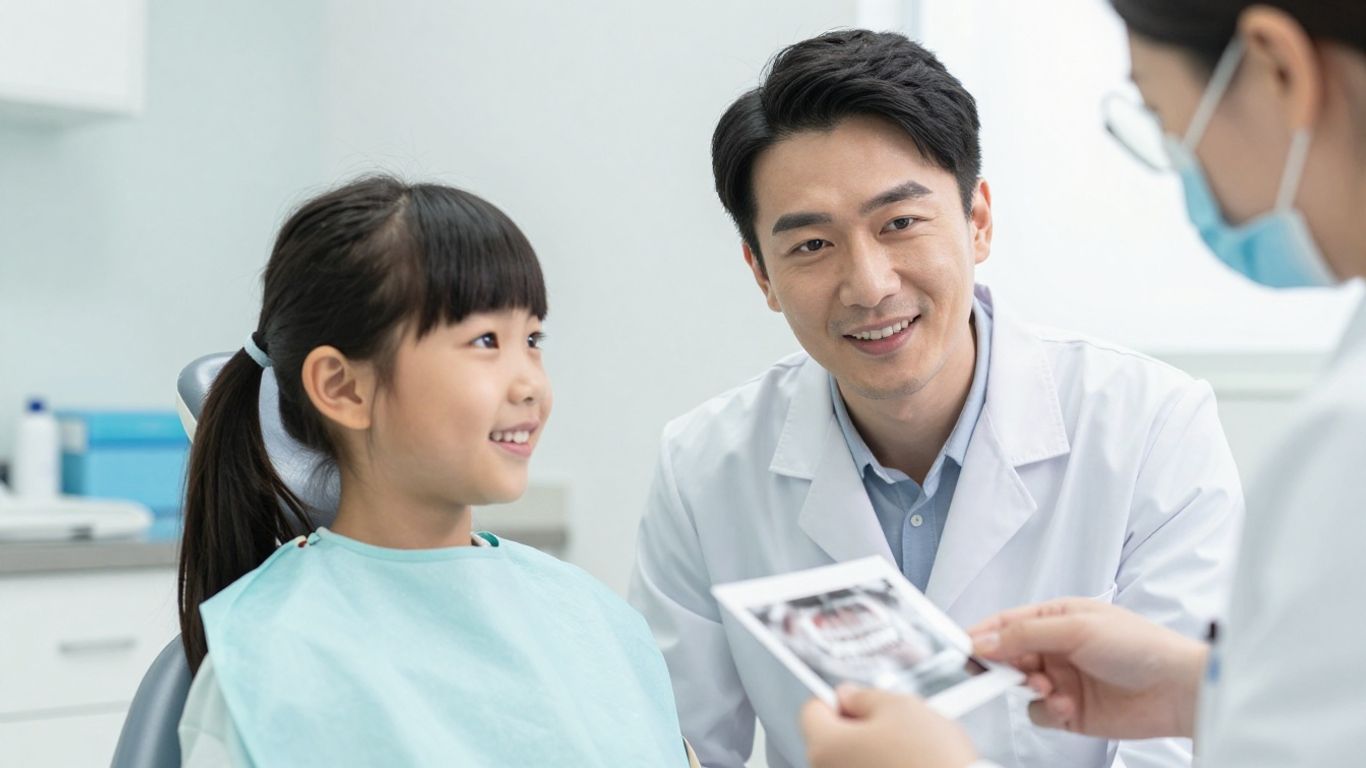 Child with an open-mouth breathing posture linked to dental development.